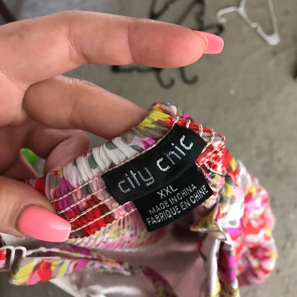 City Chic Floral Polka Dot Zip Mini Dress 24 22 - Picture 8 of 8